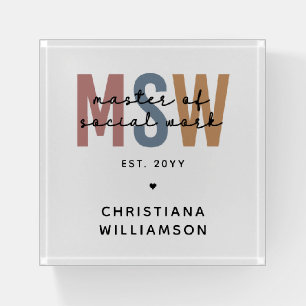 Custom MSW Master of Social Work Retro Graduation Paperweight