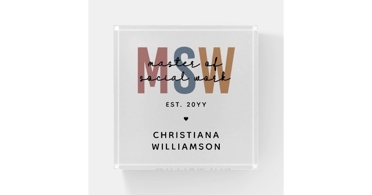 Custom MSW Master of Social Work Retro Graduation Paperweight | Zazzle