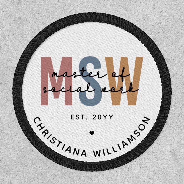Custom MSW Master of Social Work Retro Graduation Patch (Front)