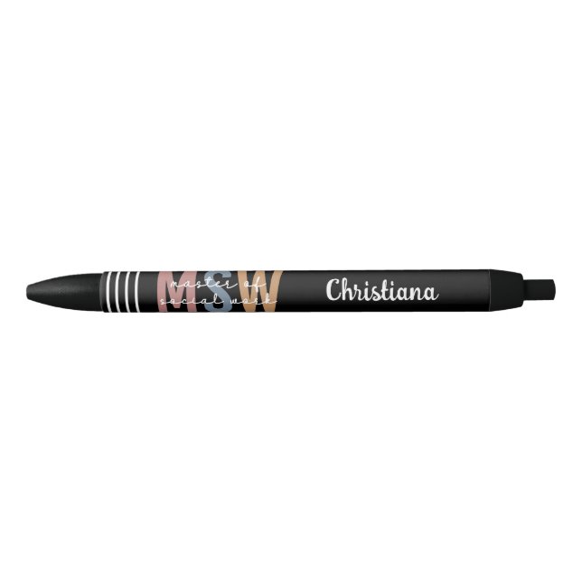 Custom MSW Master of Social Work Retro Graduation Pen (Front)