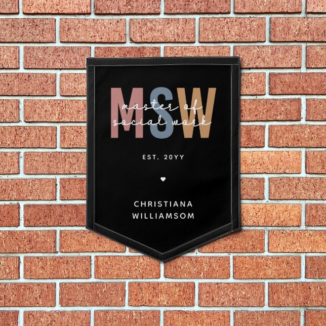 Custom MSW Master of Social Work Retro Graduation Pennant (Insitu 1)