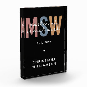 Custom MSW Master of Social Work Retro Graduation Photo Block