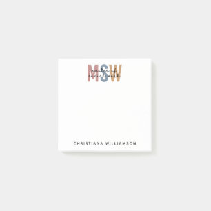 Custom MSW Master of Social Work Retro Graduation Post-it Notes