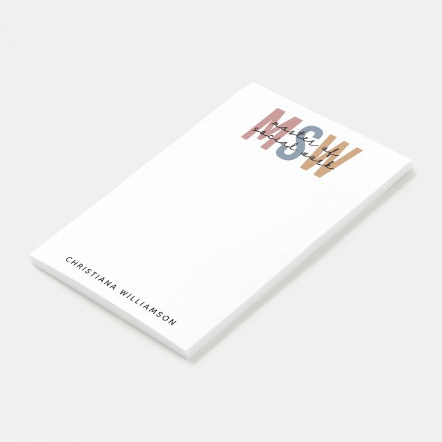 Custom MSW Master of Social Work Retro Graduation Post-it Notes (Angled)