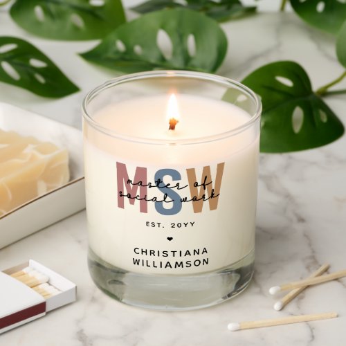 Custom MSW Master of Social Work Retro Graduation Scented Candle