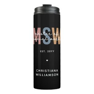 Custom MSW Master of Social Work Retro Graduation Thermal Tumbler