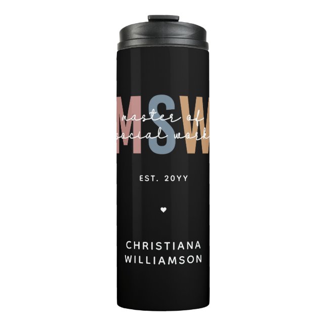 Custom MSW Master of Social Work Retro Graduation Thermal Tumbler (Front)