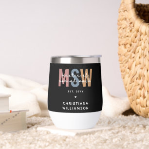 Custom MSW Master of Social Work Retro Graduation Thermal Wine Tumbler