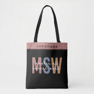 Custom MSW Master of Social Work Retro Graduation Tote Bag