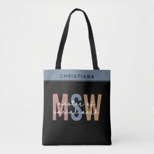 Custom MSW Master of Social Work Retro Graduation Tote Bag