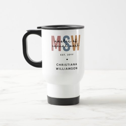 Custom MSW Master of Social Work Retro Graduation Travel Mug