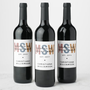 Custom MSW Master of Social Work Retro Graduation Wine Label