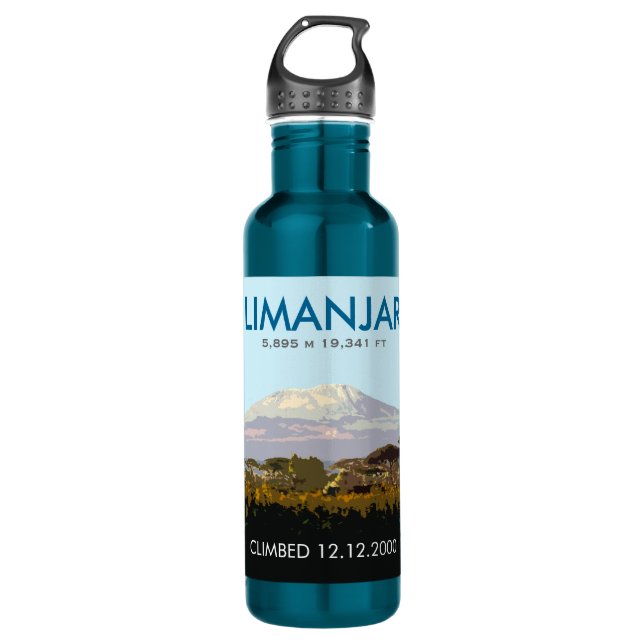 Custom Mt Kilimanjaro Climb Commemorative Stainless Steel Water Bottle (Front)