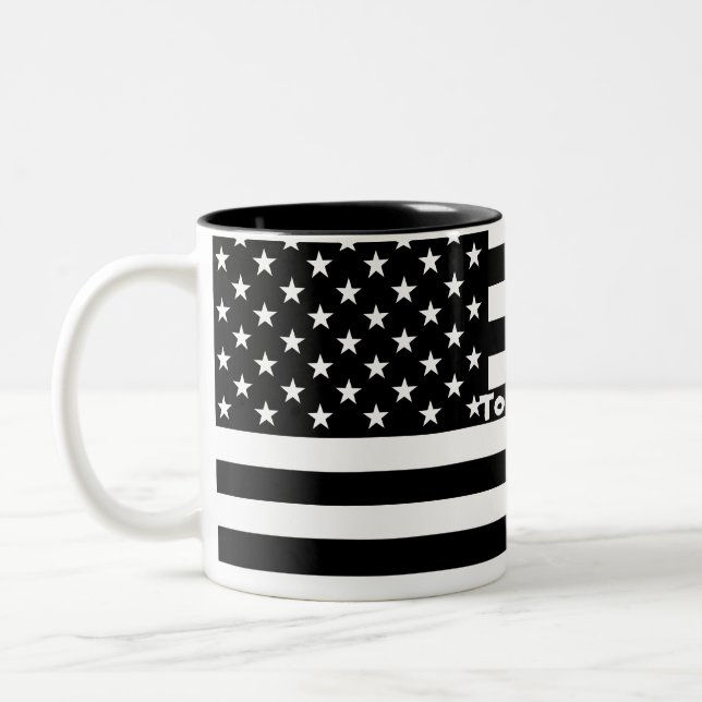 Custom Mug For my soldier black white patriot flag (Left)