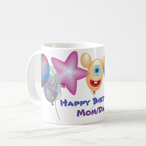 Custom Mug Happy Birthday Cute colorful Balloons