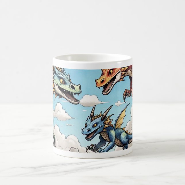 Custom mug with drawing of dragons (Center)