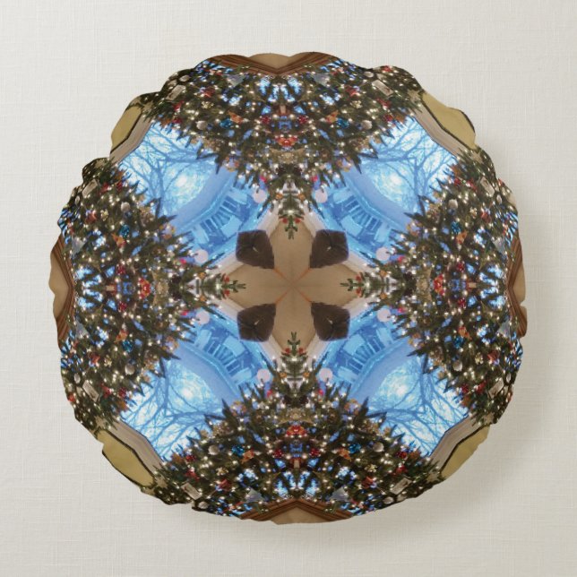 Custom Multi Colors Designed Round Pillow (Front)