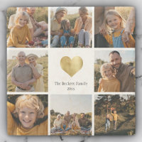 Custom Multi Photo Family Keepsake Gold Heart