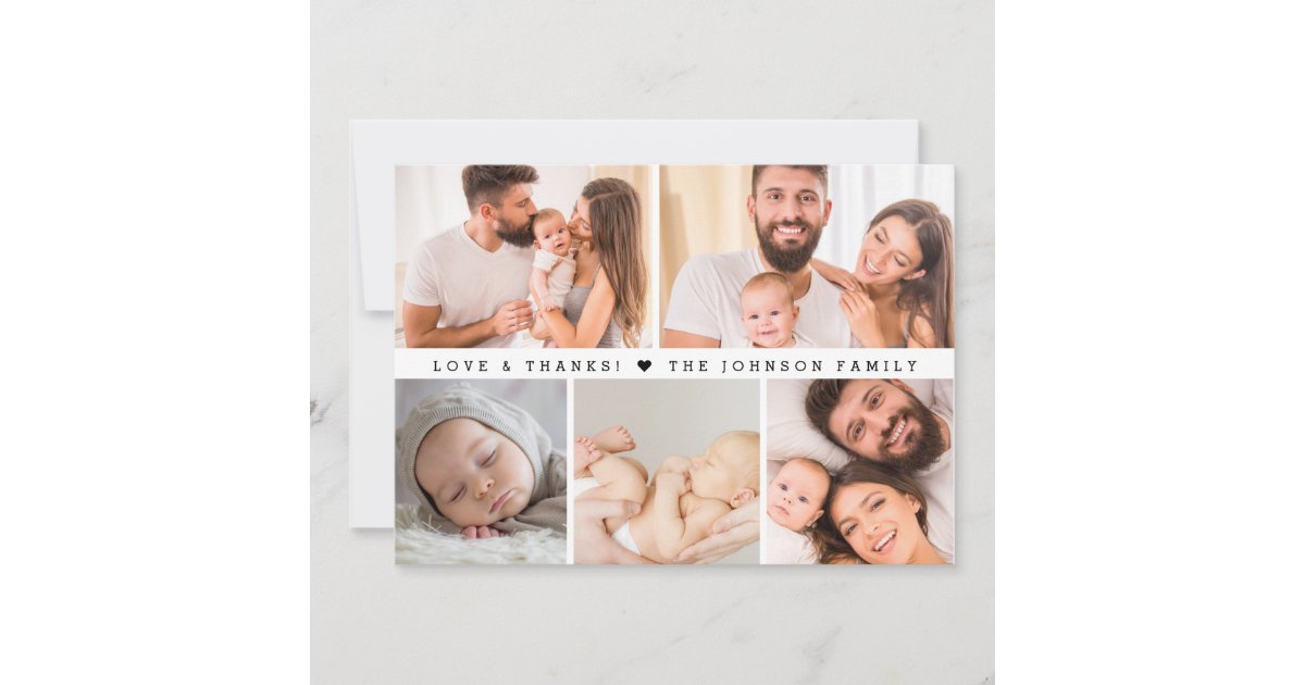 Custom MULTI-Photo Love & Thanks Baby Shower Thank You Card | Zazzle