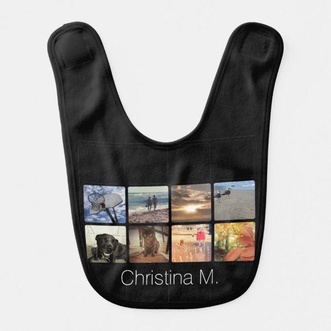Custom Multi Photo Mosaic Picture Collage Bib (Front)