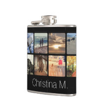 Custom Multi Photo Mosaic Picture Collage Hip Flask Custom Multi Photo Mosaic Picture Collage Hip Flask