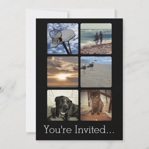 Custom Multi Photo Mosaic Picture Collage Invitation
