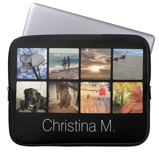 Custom Multi Photo Mosaic Picture Collage Laptop Sleeve (Front)