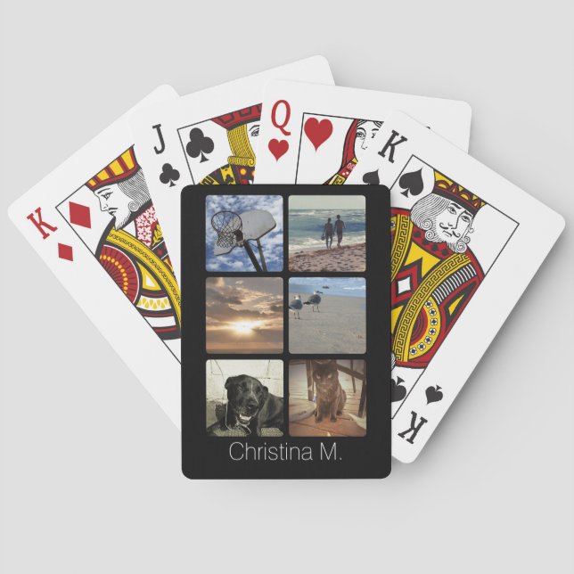 Custom Multi Photo Mosaic Picture Collage Poker Cards (Back)