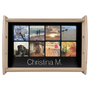 Custom Multi Photo Mosaic Picture Collage Serving Tray