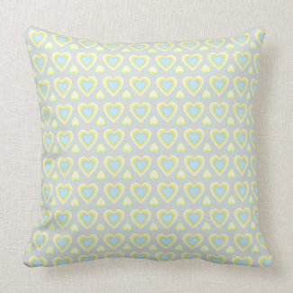 Custom Multicolor Pastel Hearts Throw Pillow