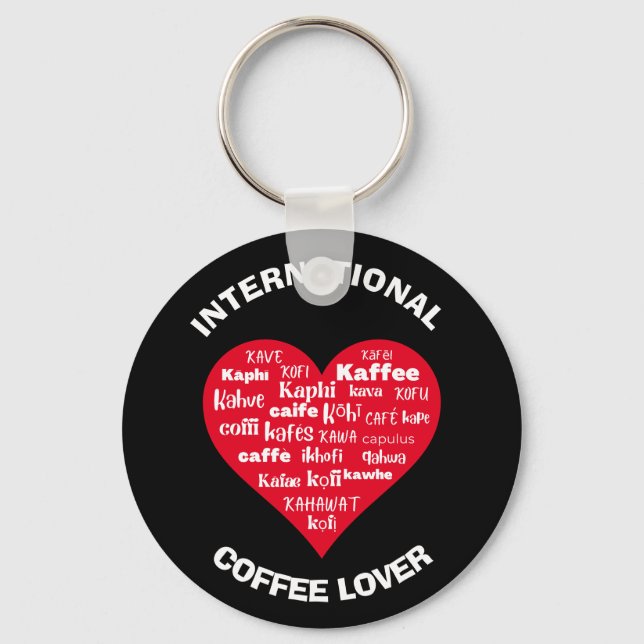 Custom Multilingual COFFEE LOVER Keychain (Front)