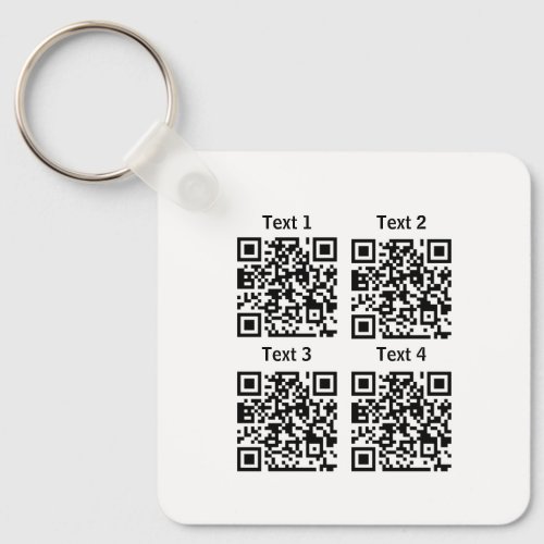 Custom multiple 4 Qr code minimalist keychain