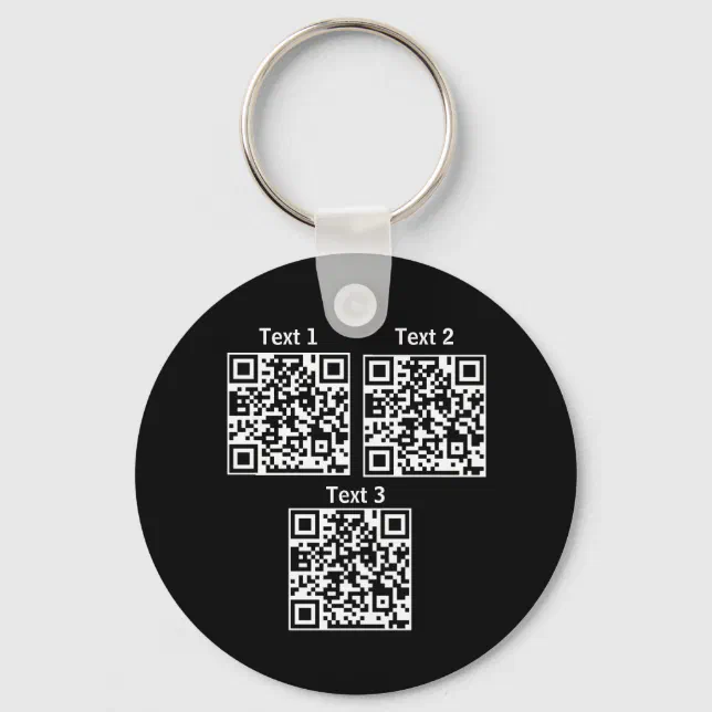 Multi Code 2 Button Keychain Custom multiple Qr code black minimalist keychain | Zazzle