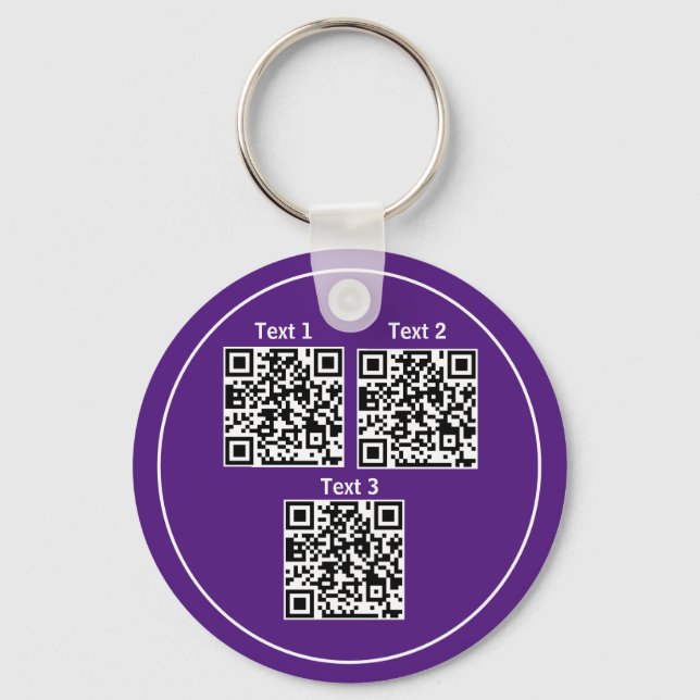 Custom multiple Qr code black minimalist keychain (Front)