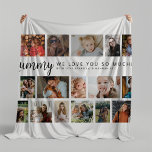 Custom Mummy 18 Photo Collage Fleece Blanket<br><div class="desc">Discover our photo-centric blanket,  an ideal gift for birthdays,  christmas or Mother's Day,  these blankets allows you to feature 18 photos as a sentimental keepsake. Emblazoned with a cheerful 'we love you so much!' template text,  you have the flexibility to change or delete the message to suit any occasion.</div>
