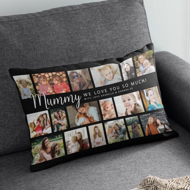 Custom Mummy 18 Photo Collage Lumbar Pillow (Creator Uploaded)