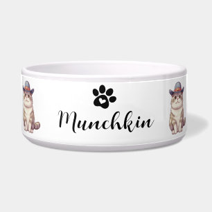 Custom Munchkin Cat Bowl with Name & Breed Design 