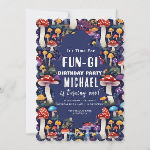 Custom Mushroom Fun-gi Card, Mushroom Pun Birthday Invitation
