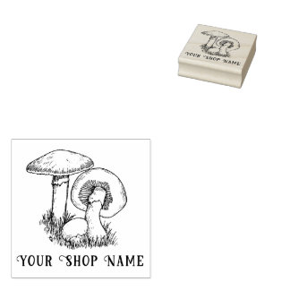 Custom Mushroom Small Business Rubber Stamp