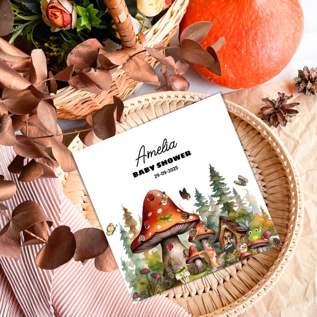 Custom Mushroom Whimsical Woodland Baby Shower Napkins (Creator Uploaded)