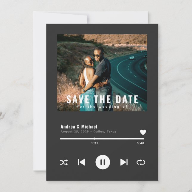 Custom Music Album Cover Creative Photo Wedding Save The Date (Front)