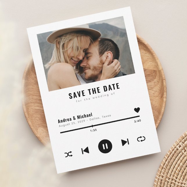 Custom Music Album Cover Playlist 2 Photos Wedding Save The Date (Creator Uploaded)