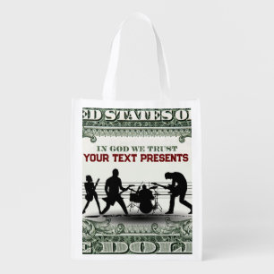 Custom Music Band and Money Grocery Bag