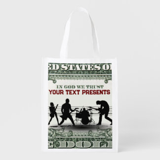 Custom Music Band and Money Grocery Bag