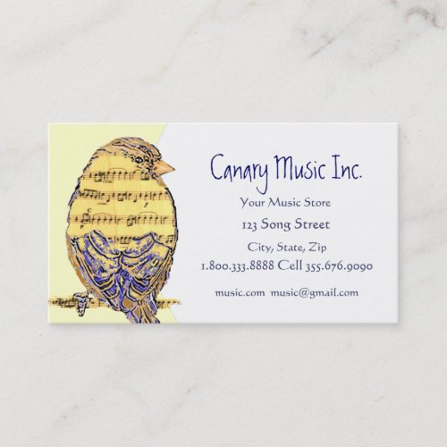 Custom Music  Bird with Music Notes Business Card