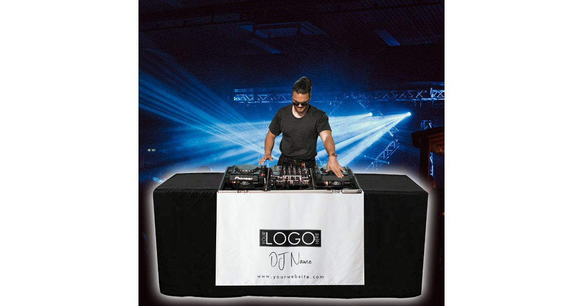 Custom Music DJ Business Logo Table Runner Banner Tapestry | Zazzle