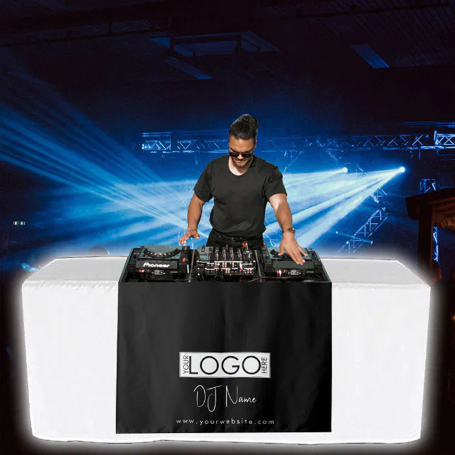 Custom Music DJ Business Logo Table Runner Banner Tapestry | Zazzle