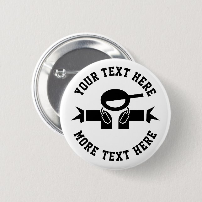 Custom music DJ hire button for deejay disc jockey (Front & Back)
