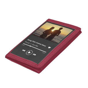 Custom music modern couple photo Boyfriend Gift Trifold Wallet