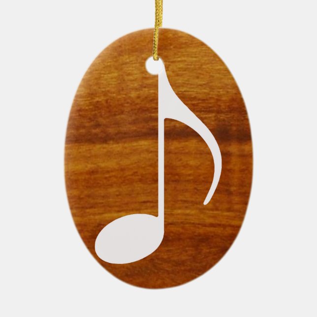 custom music note on wood ceramic ornament (Front)